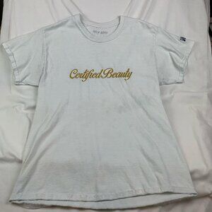 Authentic OG vintage nelkboys certified beauty embroidered gold script logo Med.